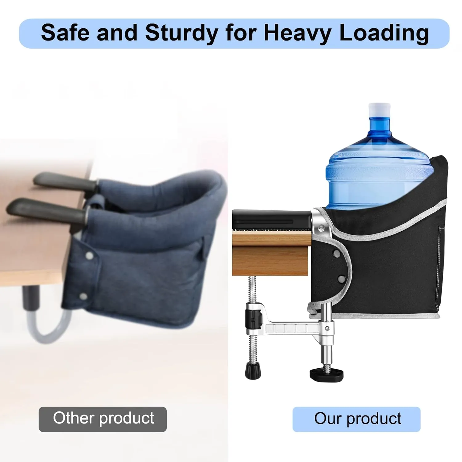 Hook on Chair with Removable Dining Tray, Portable Clip on High Chair Use at Most Tables, Fast Table Chair with Carry Bag, Travel Feeding Seat for Baby & Toddlers (Black)