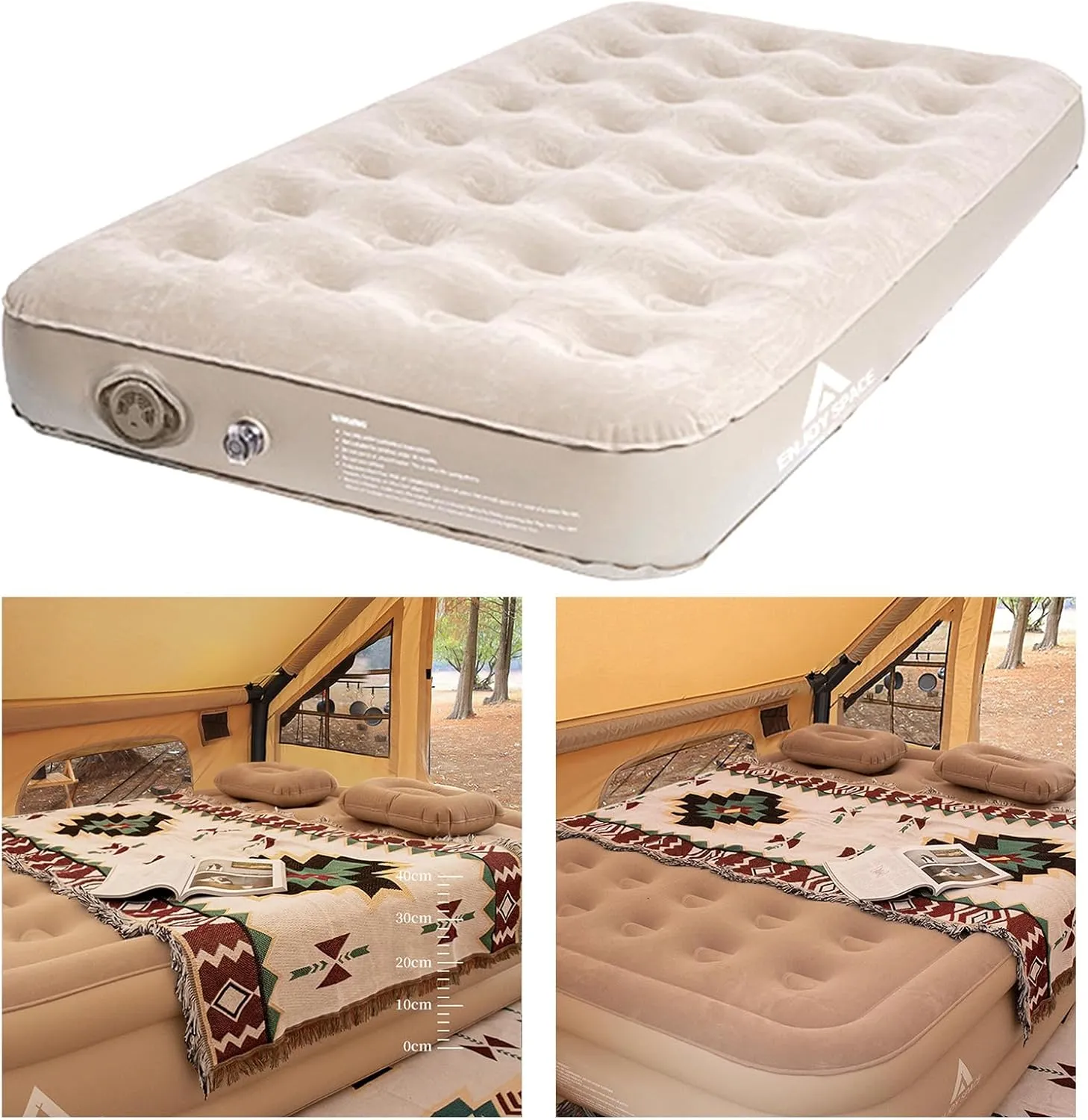 HUANGANG Inflatable Airbed with Built in Quick Self-Inflating Camping Bed Portable Air Mattress for Home Camping Travel