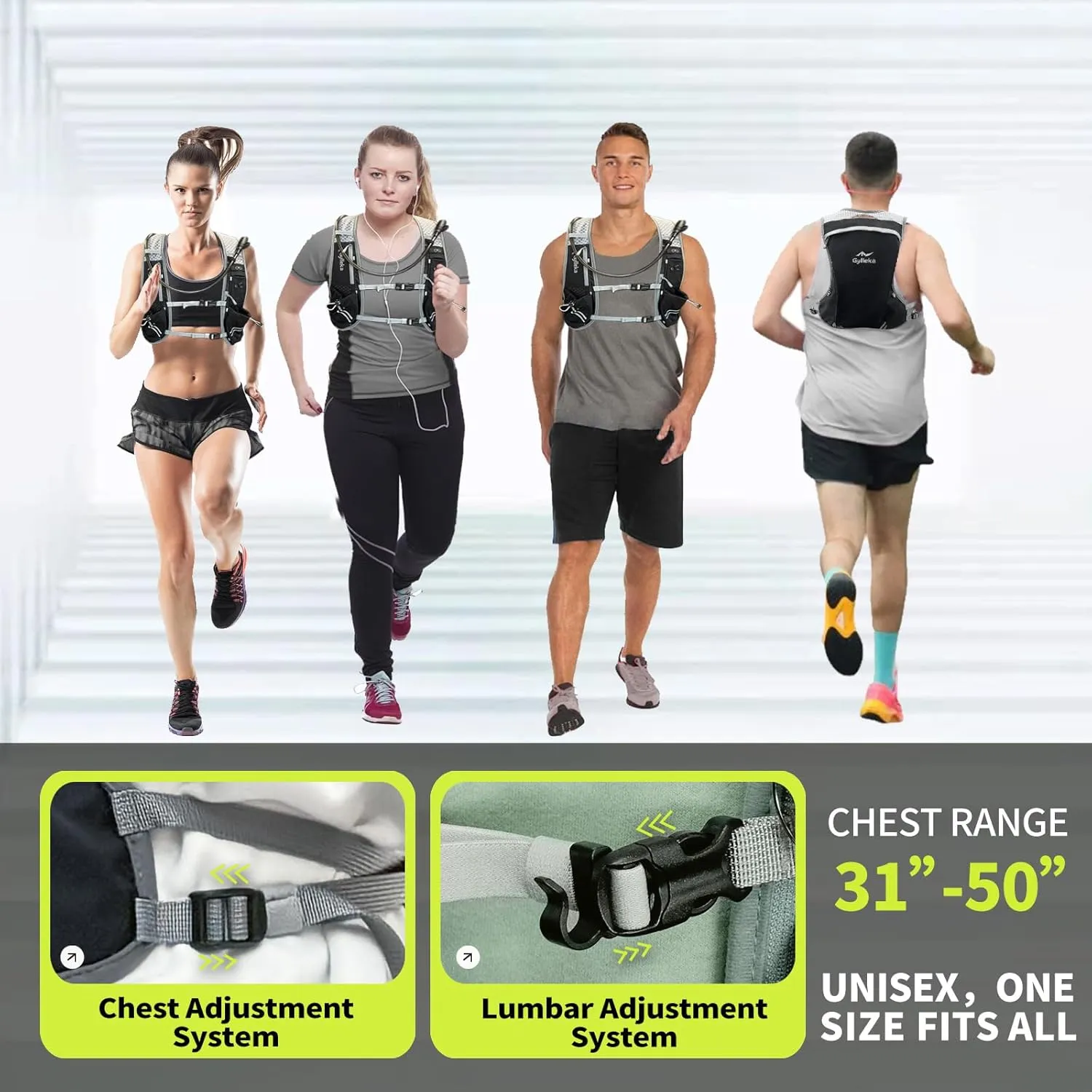 Hydration Running Vest with Multiple Pockets & Breathable and Lightweight, Sunglasses Strap, Reflective Strips for Trail Running Hiking Marathon Cycling