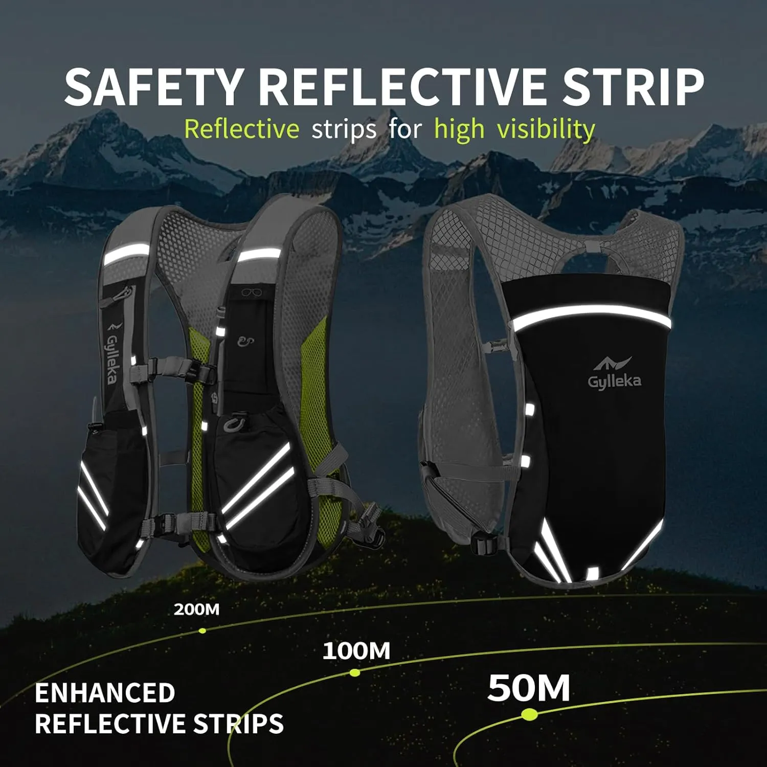 Hydration Running Vest with Multiple Pockets & Breathable and Lightweight, Sunglasses Strap, Reflective Strips for Trail Running Hiking Marathon Cycling