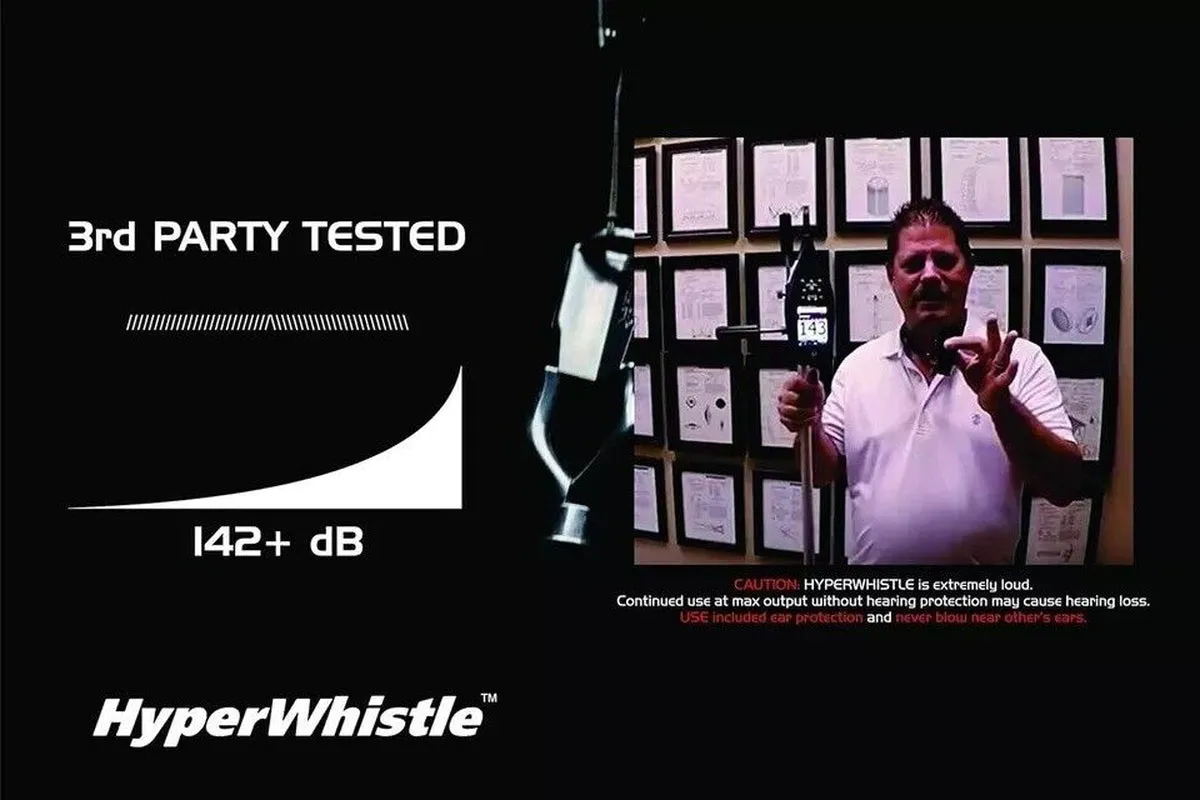 Hyperwhistle the Original Worlds Loudest Whistle up to 142Db Loud, Very Long Ran