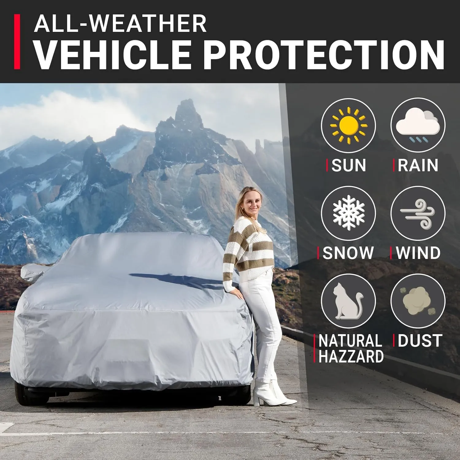 iCarCover 15-Layer Car Cover Waterproof All Weather | Premium Quality Car Covers for Automobiles, UV Protection, Nismo 350Z, 370Z, Supra, XLR Roadster, Prelude, Stealth, Size C36 (See Size Chart)