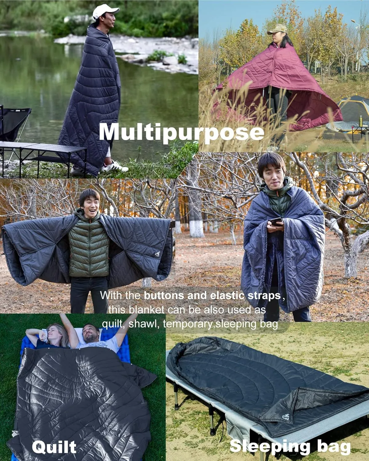 iClimb 3M Thinsulate Insulation Warm Camping Blanket Ultralight Compact (Light Grey)