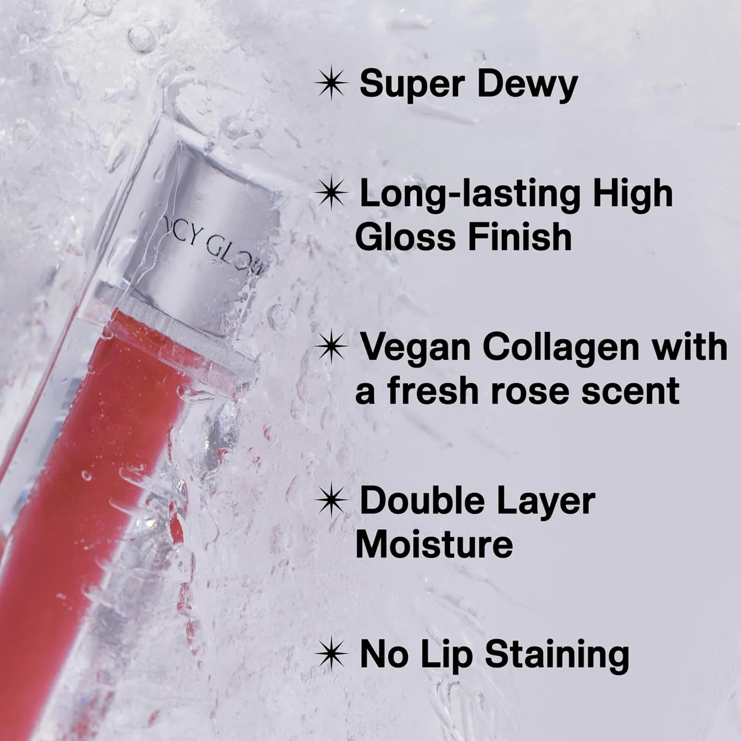 Icy Glow Lip Tint – Vegan Collagen, No-Stain, Hydrating Gloss, (K-Beauty) Makeup, Red & Tinted Shades (03 SWAY, 0.18 Fl oz)