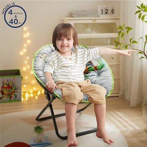 Idea Nuova Nickelodeon Teenage Mutant Ninja Turtles Mutant Mayhem 23" Kids Folding Saucer™ Chair with Metal Frame, Ages 3 