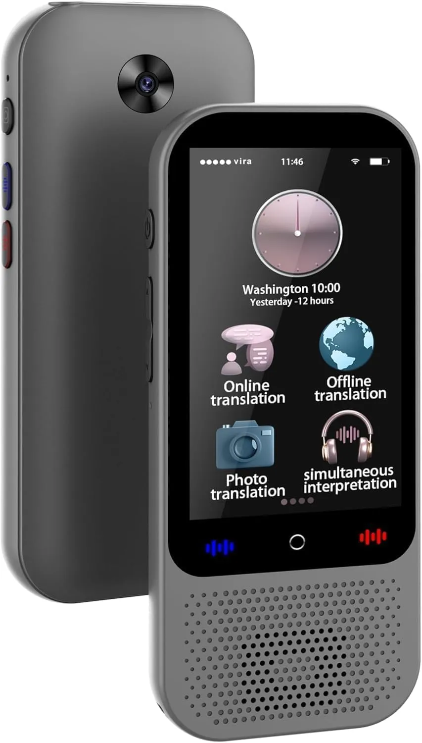 Indiana Language Translator Device – Real-Time Two-Way Translator for 138 Languages, Offline Mode, 2" Touch Screen, Noise Canceling Microphone, Long Battery Life, Portable & Travel Friendly