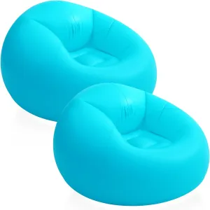 Inflatable Bean Bag Chair for Adult Bean Bag Sofa Chair Blow up Inflatable Furniture for Outdoor Living Room Bedroom Balcony Travel Party Gift Accessories(Lake Blue,2 Pcs)