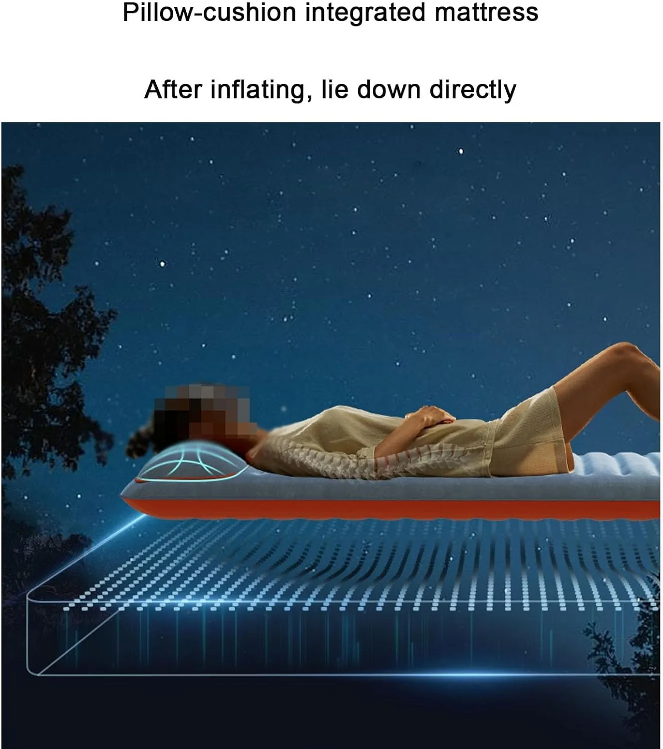 Inflatable Mattress, Outdoor Tent air Mattress, Portable Automatic Single Sofa Camping Folding Sleeping mat, 75.2inx39.8inx4.7in, Sky Blue, 1654981