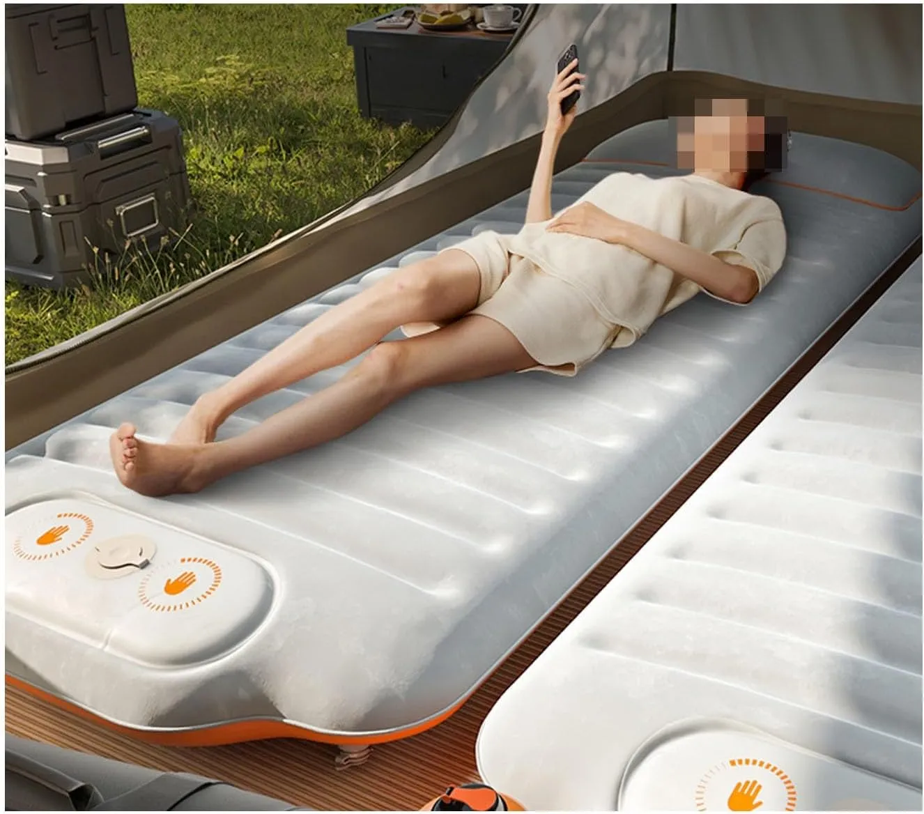 Inflatable Mattress, Outdoor Tent air Mattress, Portable Automatic Single Sofa Camping Folding Sleeping mat, 75.2inx39.8inx4.7in, Sky Blue, 1654981