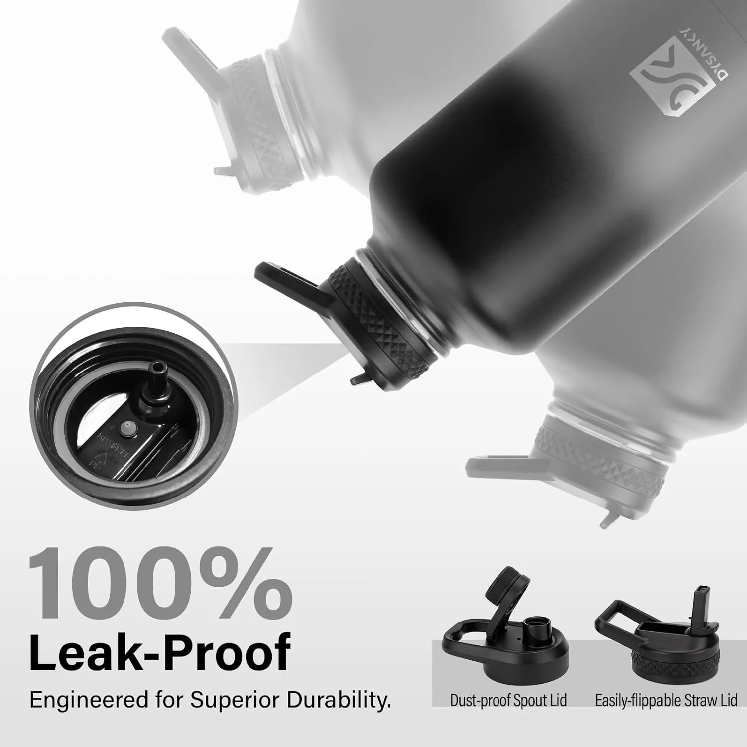 Insulated Water Bottle | Thickened Stainless Steel Vacuum Metal Thermos | Portable Sports Half Gallon Large Water Jug for Gym and Hiking with Straw, Carrier Bag, Handle Strap | BPA-Free 64 oz