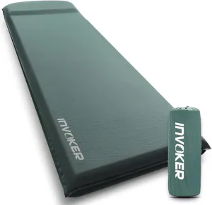 INVOKER Camping Sleeping Pad – 3.1 inch UltraThick Elasticity Foam Fast Self-Inflating Insulated Durable Camping Mat with Pillow for Tent Backpacking Traveling and Hiking Air Mattress