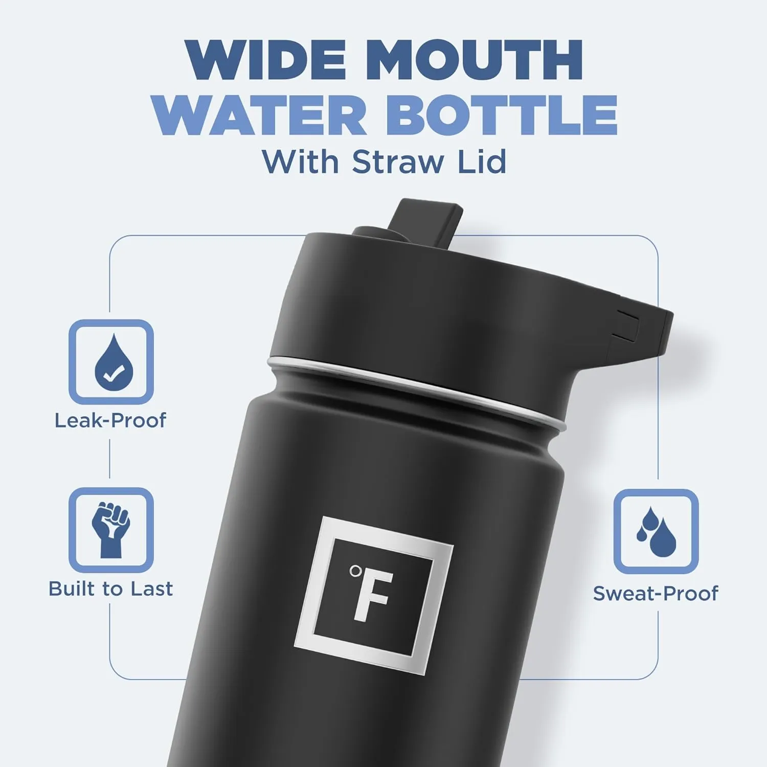 IRON °FLASK Camping & Hiking Hydration Flask with 3 Lids - Stainless Steel, Double Walled & Vacuum Insulated Water Bottle - Leak Proof & BPA Free (Cashmere Cream, Straw - 18 oz)