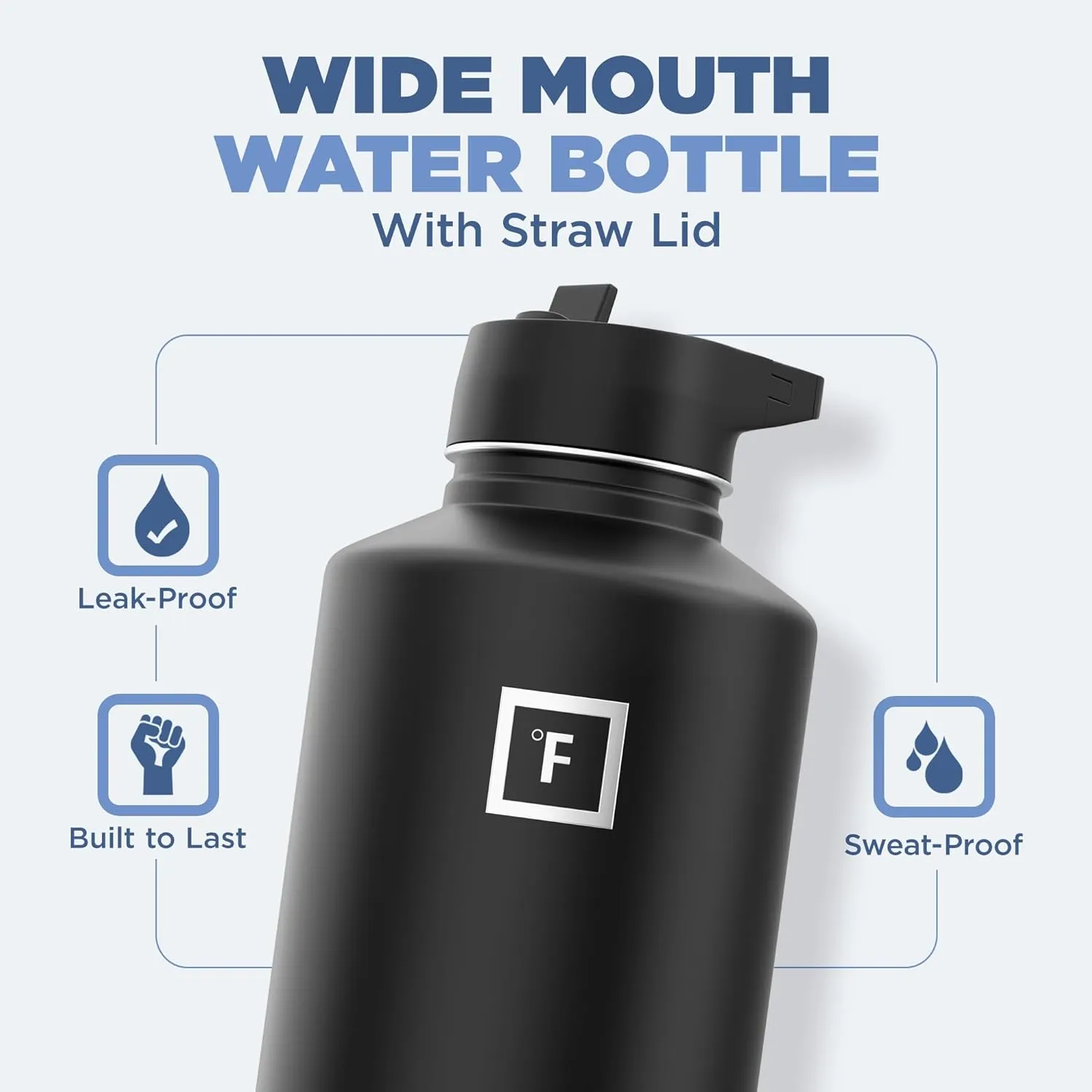 IRON °FLASK Camping & Hiking Hydration Flask with 3 Lids - Stainless Steel, Double Walled & Vacuum Insulated Water Bottle - Leak Proof & BPA Free (Dark Rainbow, Straw - 64 oz)