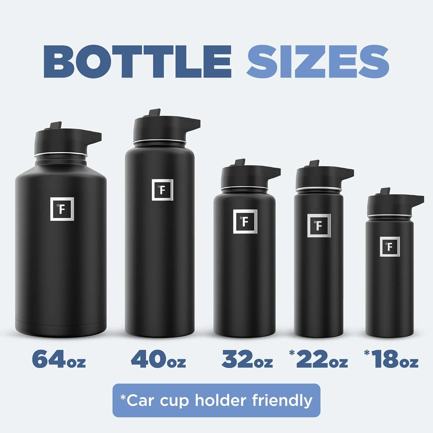 IRON °FLASK Camping & Hiking Hydration Flask with 3 Lids - Stainless Steel, Double Walled & Vacuum Insulated Water Bottle - Leak Proof & BPA Free (Dark Rainbow, Straw - 64 oz)