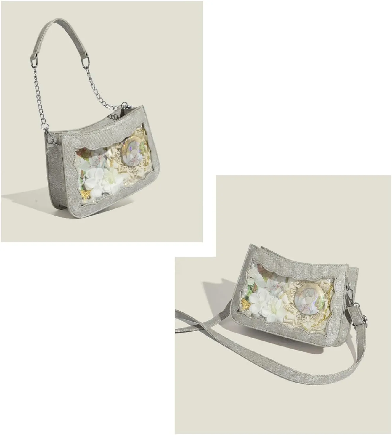 Ita Bag Lady Purse Chic Elegant Pin Display (Misty Blue,33), Gray