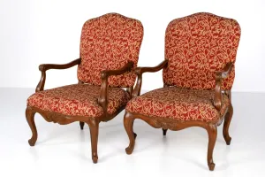 ITALIAN STYLE FLORAL FABRIC ARMCHAIRS