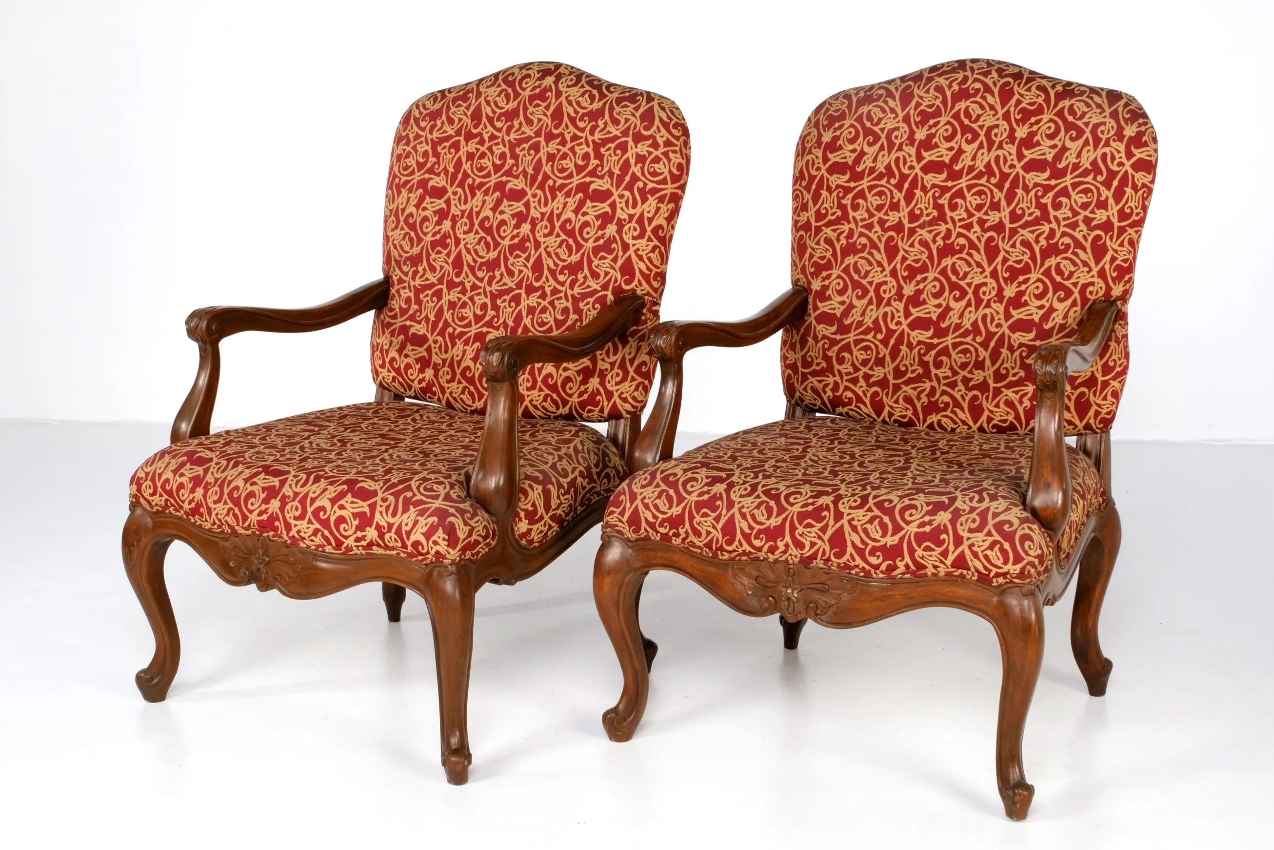 ITALIAN STYLE FLORAL FABRIC ARMCHAIRS