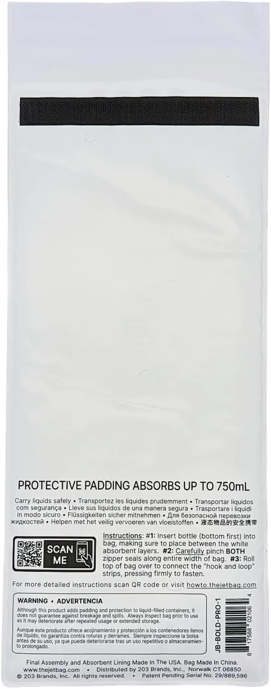JetBag PRO Protective & Absorbent Wine Bag - Triple Layer, Triple Seal, Absorbs 750 ml - (6 Pack, Bold Design) - Professional