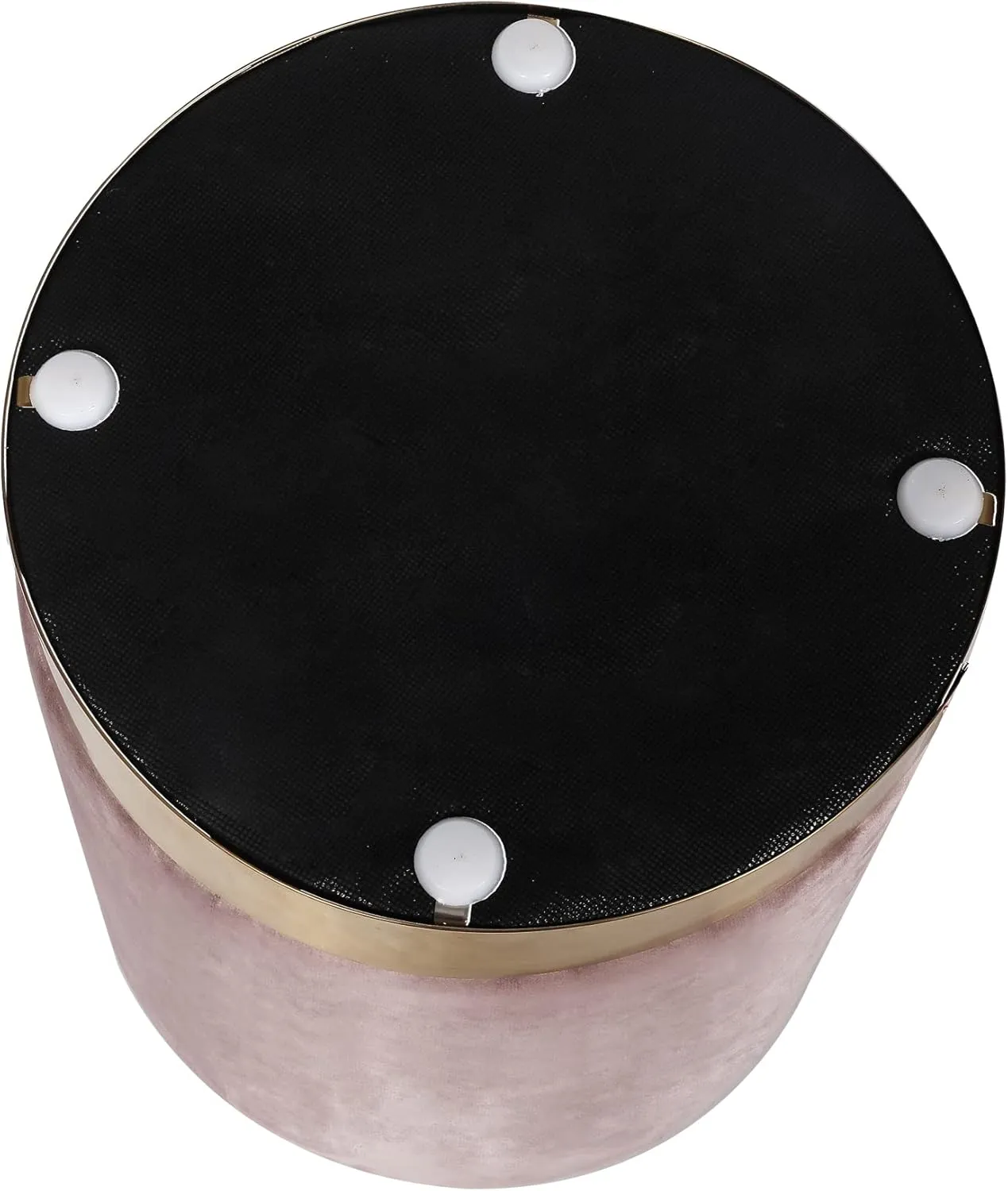 Joveco Round Velvet Ottoman, Upholstered Vanity Stool Footrest with Gold Metal Base, Modern Padded Makeup Chair for Bedroom Living Room （Pink）