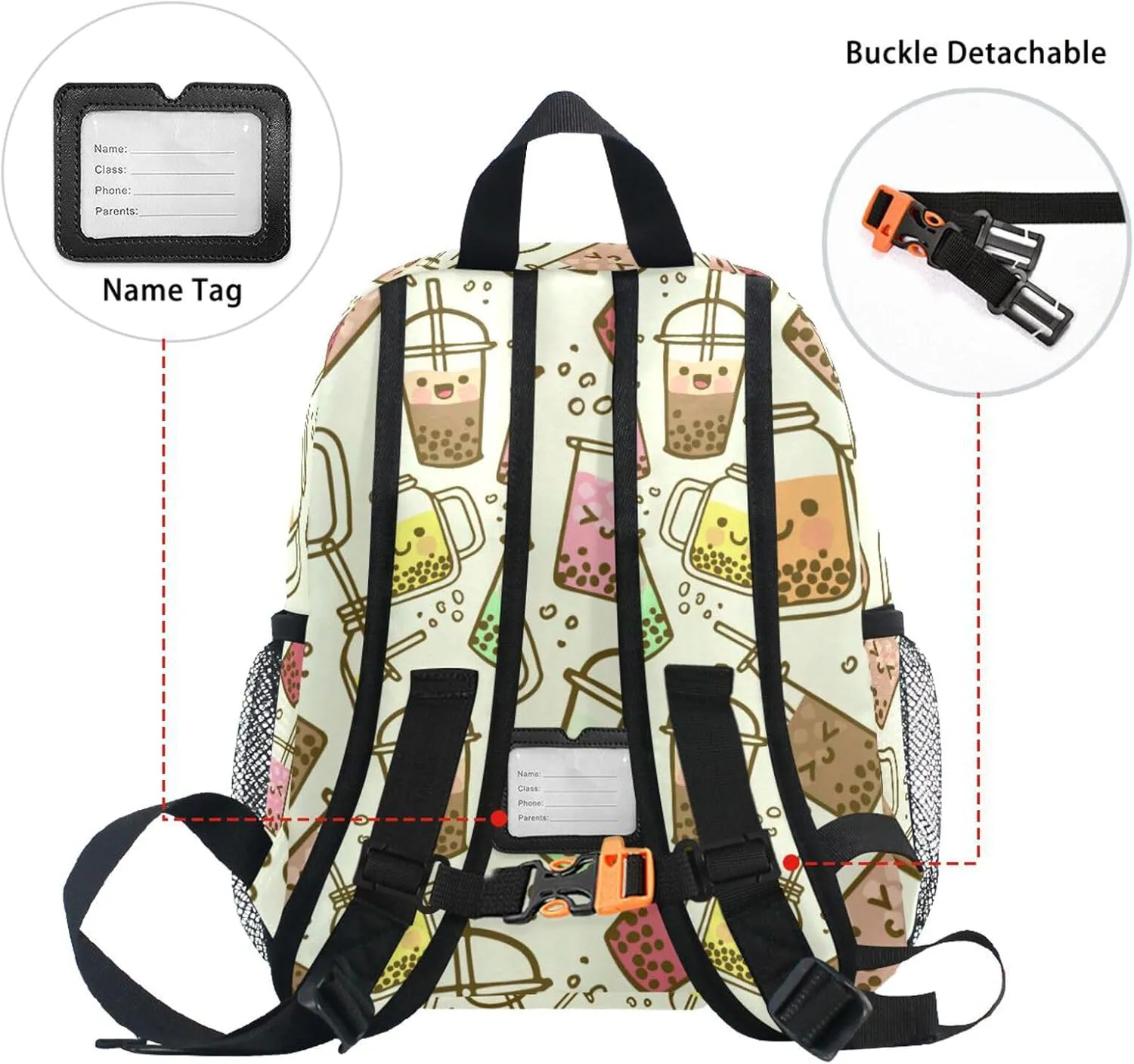 JUNZAN Bubble Milk Tea Funny Yellow Mini Backpack for Boys Girls Toddler Kid Preschool Bookbag Student Bag Travel Daypack