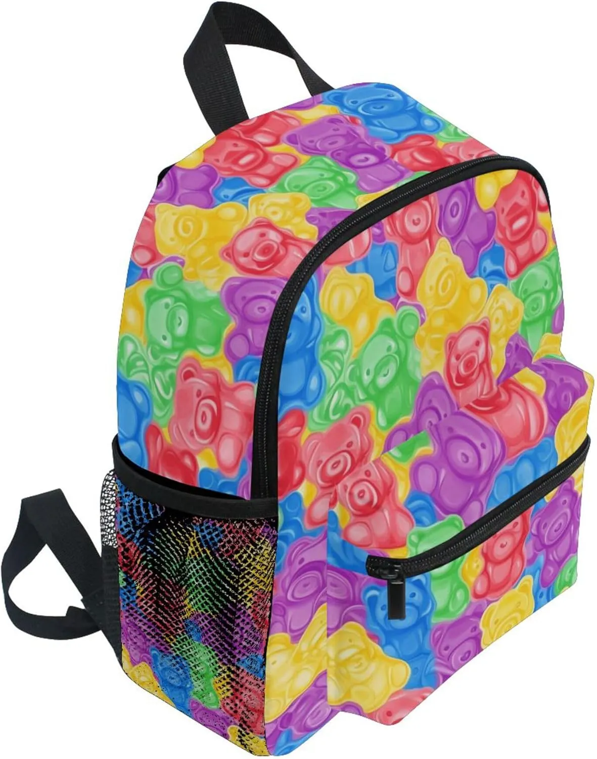 JUNZAN Colorful Sweet Jelly Bears Gummy Candies Mini Backpack for Boys Girls Toddler Kid Preschool Bookbag Student Bag Travel Daypack
