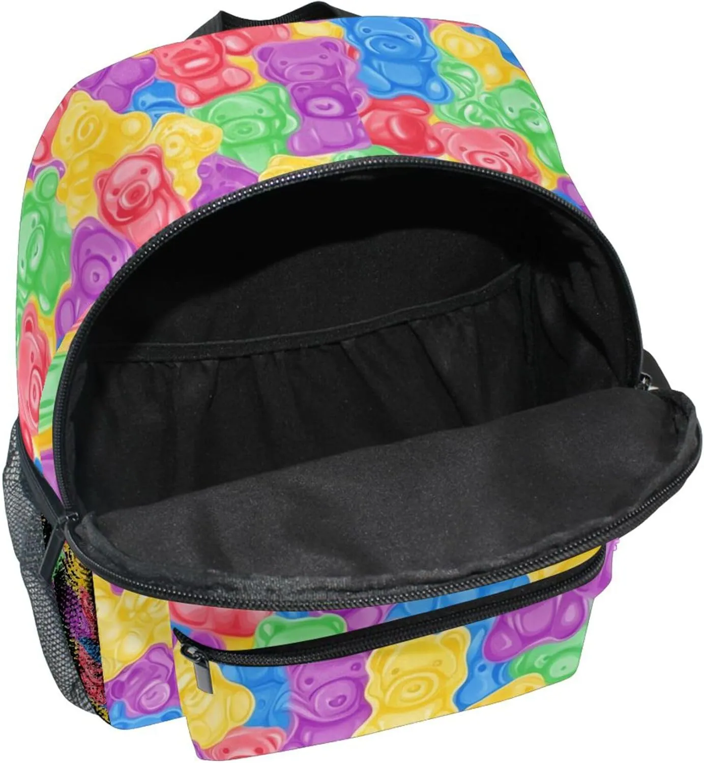JUNZAN Colorful Sweet Jelly Bears Gummy Candies Mini Backpack for Boys Girls Toddler Kid Preschool Bookbag Student Bag Travel Daypack
