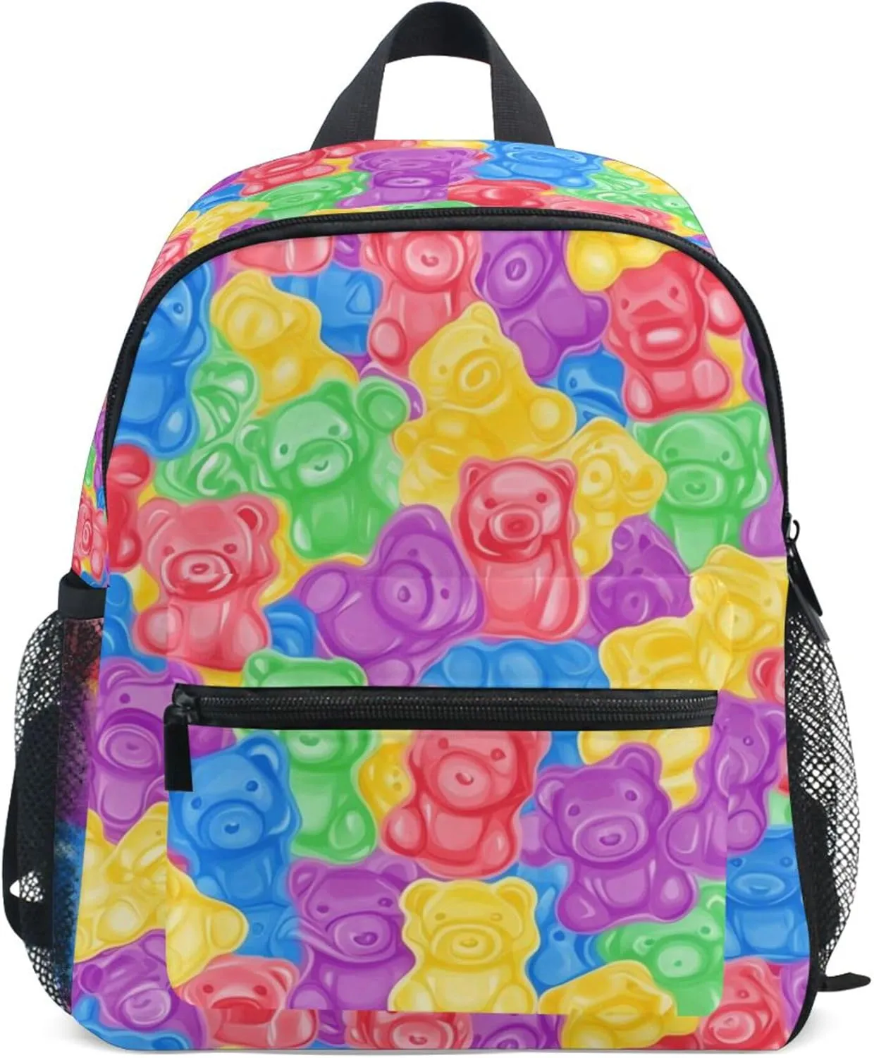 JUNZAN Colorful Sweet Jelly Bears Gummy Candies Mini Backpack for Boys Girls Toddler Kid Preschool Bookbag Student Bag Travel Daypack