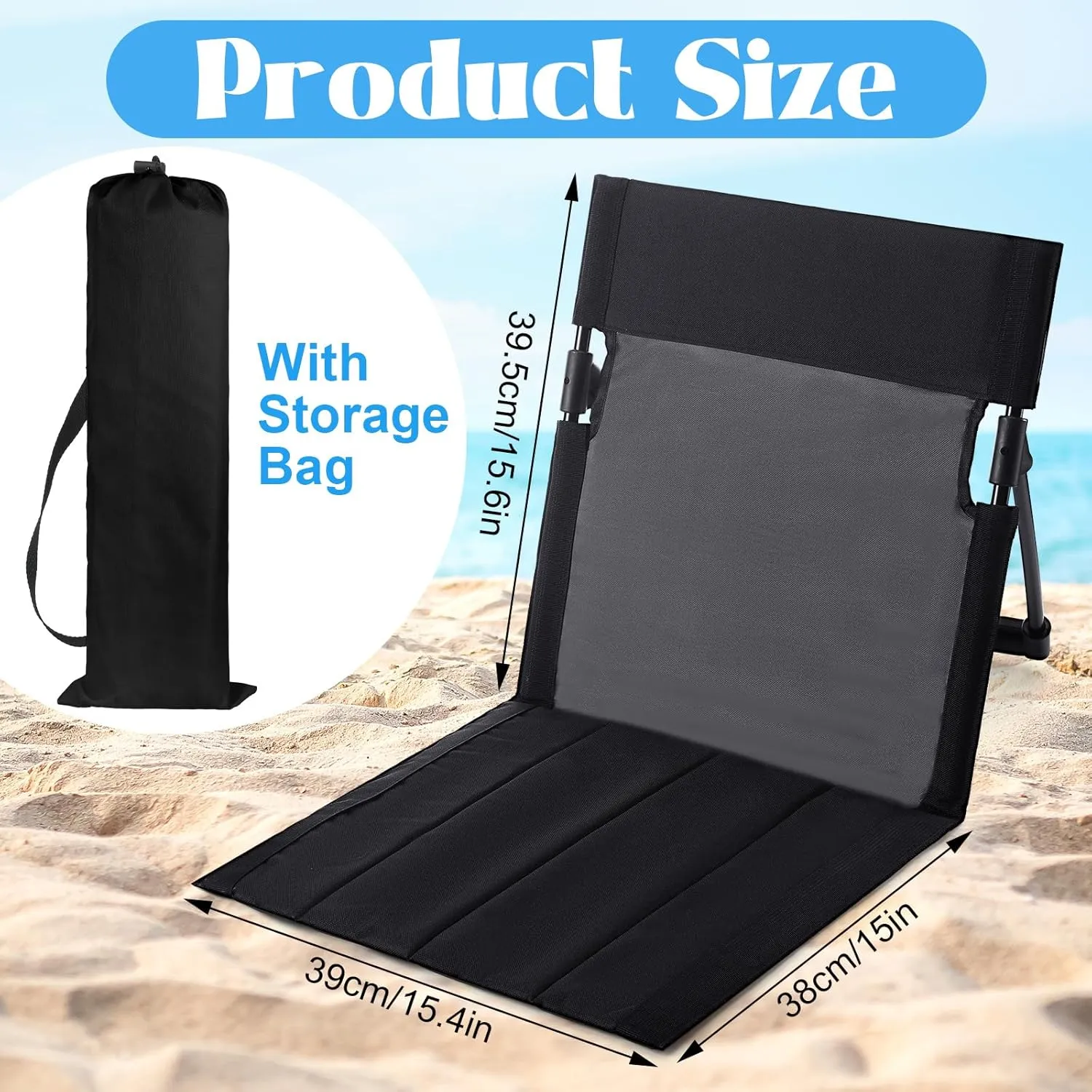 Karenhi 2 Pcs Foldable Pool Chairs Portable Poolside Seat for Edge of Pool Portable Flip Chairs ​for Beach Poolside Camping Picnic Lawn Accessories (Black)