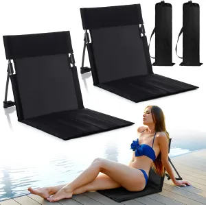 Karenhi 2 Pcs Foldable Pool Chairs Portable Poolside Seat for Edge of Pool Portable Flip Chairs ​for Beach Poolside Camping Picnic Lawn Accessories (Black)