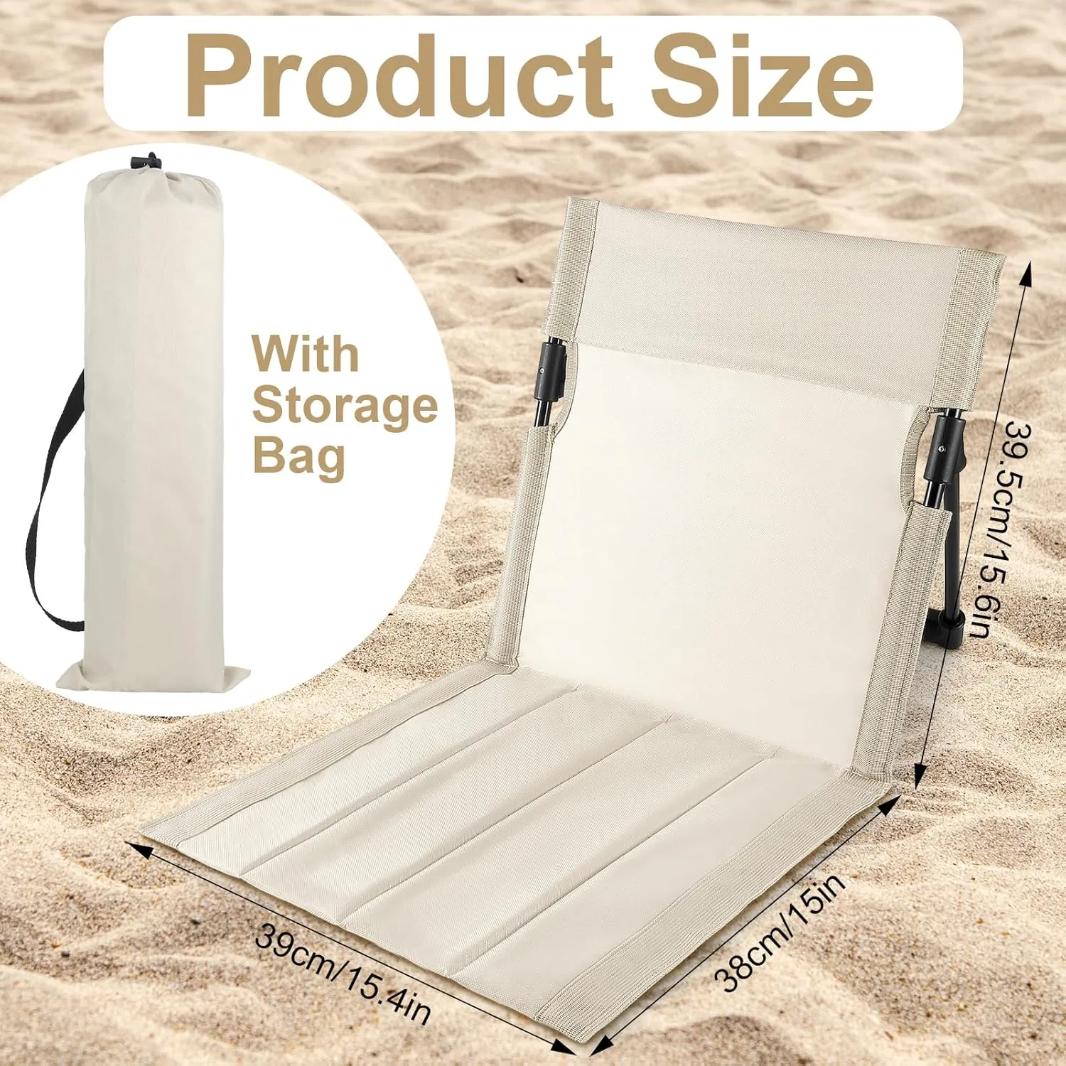Karenhi 2 Pcs Foldable Pool Chairs Portable Poolside Seat for Edge of Pool Portable Flip Chairs ​for Beach Poolside Camping Picnic Lawn Accessories (Light Beige)