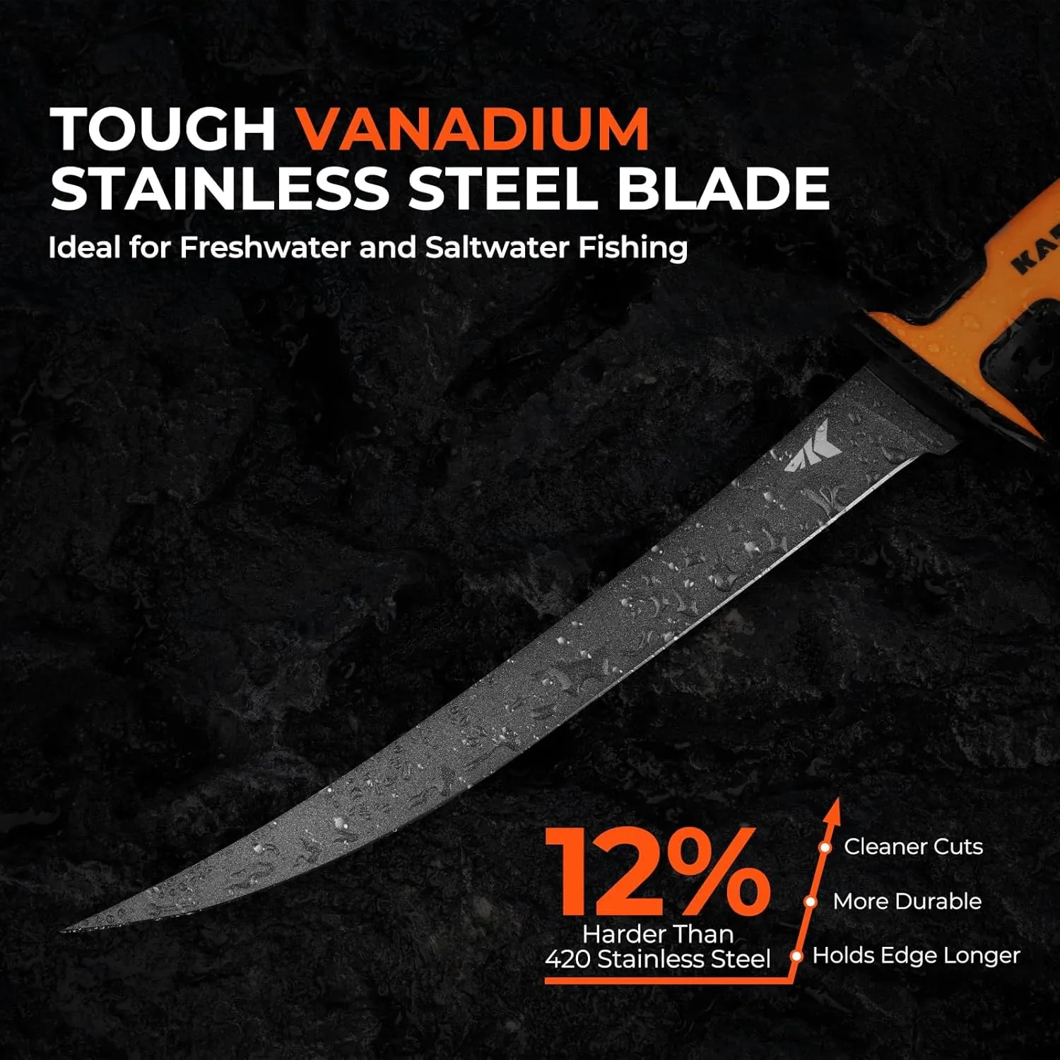 KastKing Ultimate Angler 9" Fillet Knife, Razor Sharp Corrosion-resistant Vanadium Stainless Steel Blade, Fishing Knife Includes Sheath with Sharpener & Line Cutter, EnduraGrip Ergonomic Handle