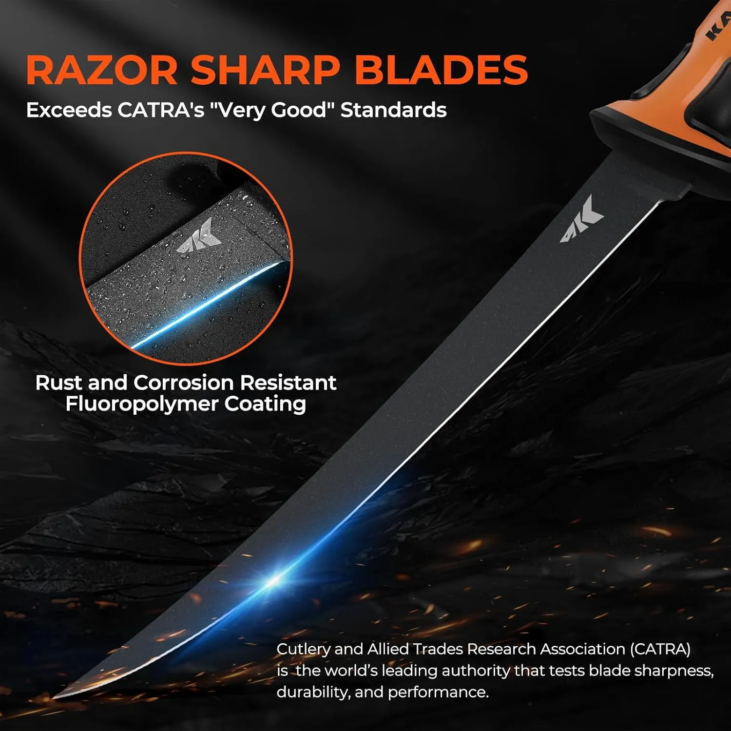 KastKing Ultimate Angler 9" Fillet Knife, Razor Sharp Corrosion-resistant Vanadium Stainless Steel Blade, Fishing Knife Includes Sheath with Sharpener & Line Cutter, EnduraGrip Ergonomic Handle