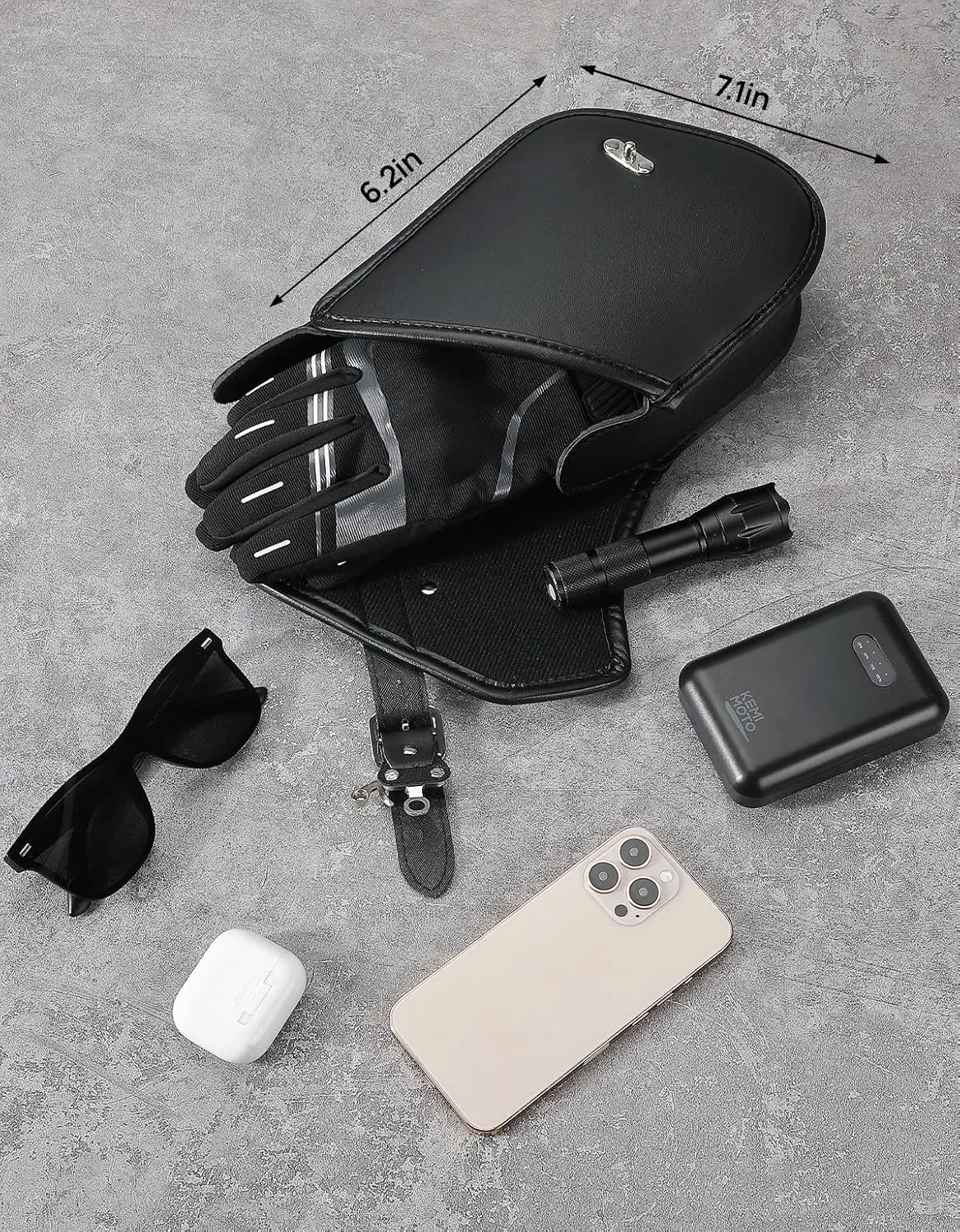 KEMIMOTO Mini Motorcycle Side Bag 2.5L Rhombus PU Leather Motorcycle Small Saddlebag Compatible with Cruiser Sportster 883 1200 Softail Vulcan Rebel