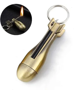 Keychain Matchstick Fire Starter, Permanent Match Flint Metal Keychain Lighter, Great Kerosene Refillable Keychain Lighter for Outdoor Camping