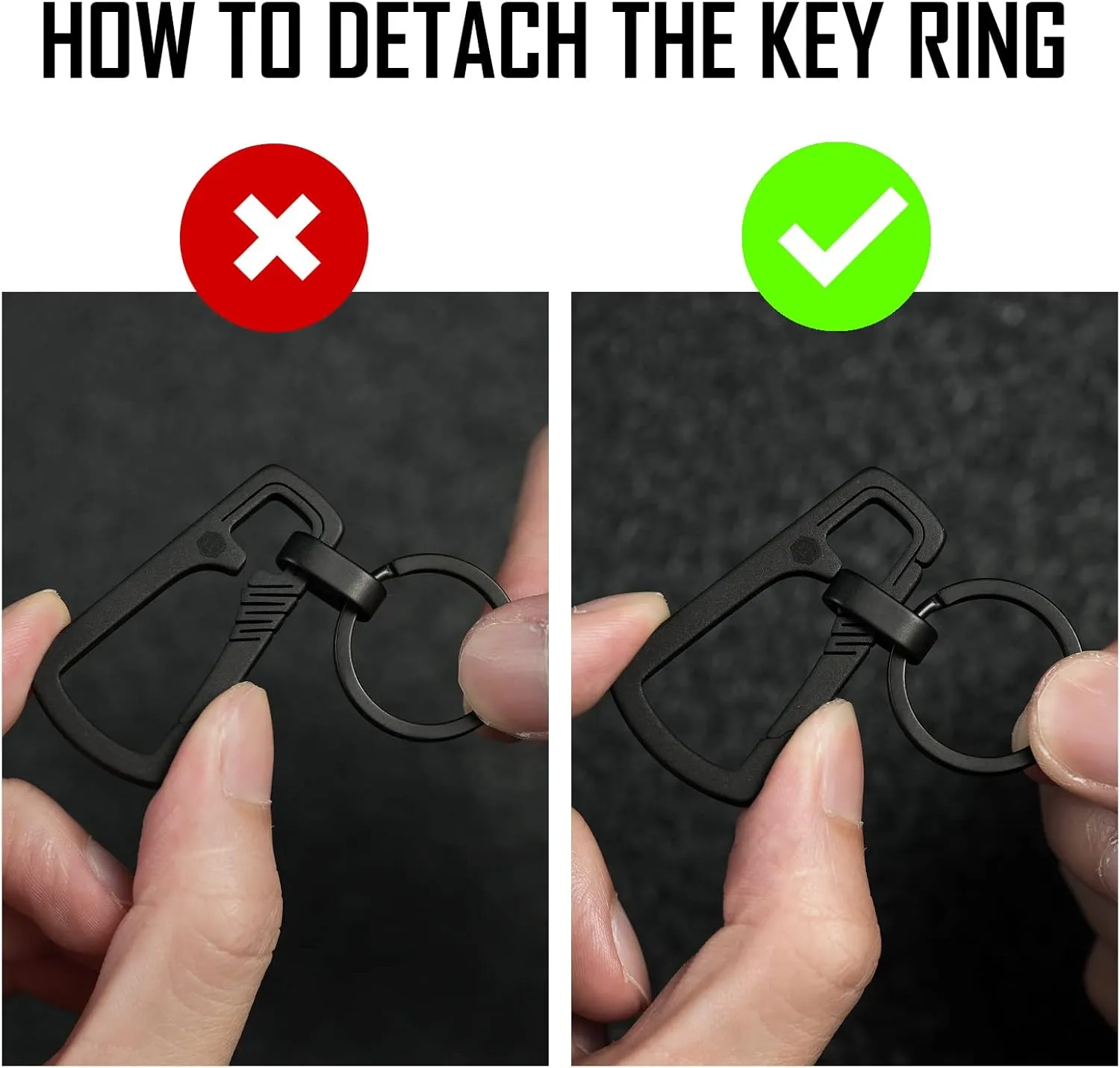 KeyUnity Titanium Carabiner Keychain Clip, Quick Release EDC Key Holder Organizer with Key Ring