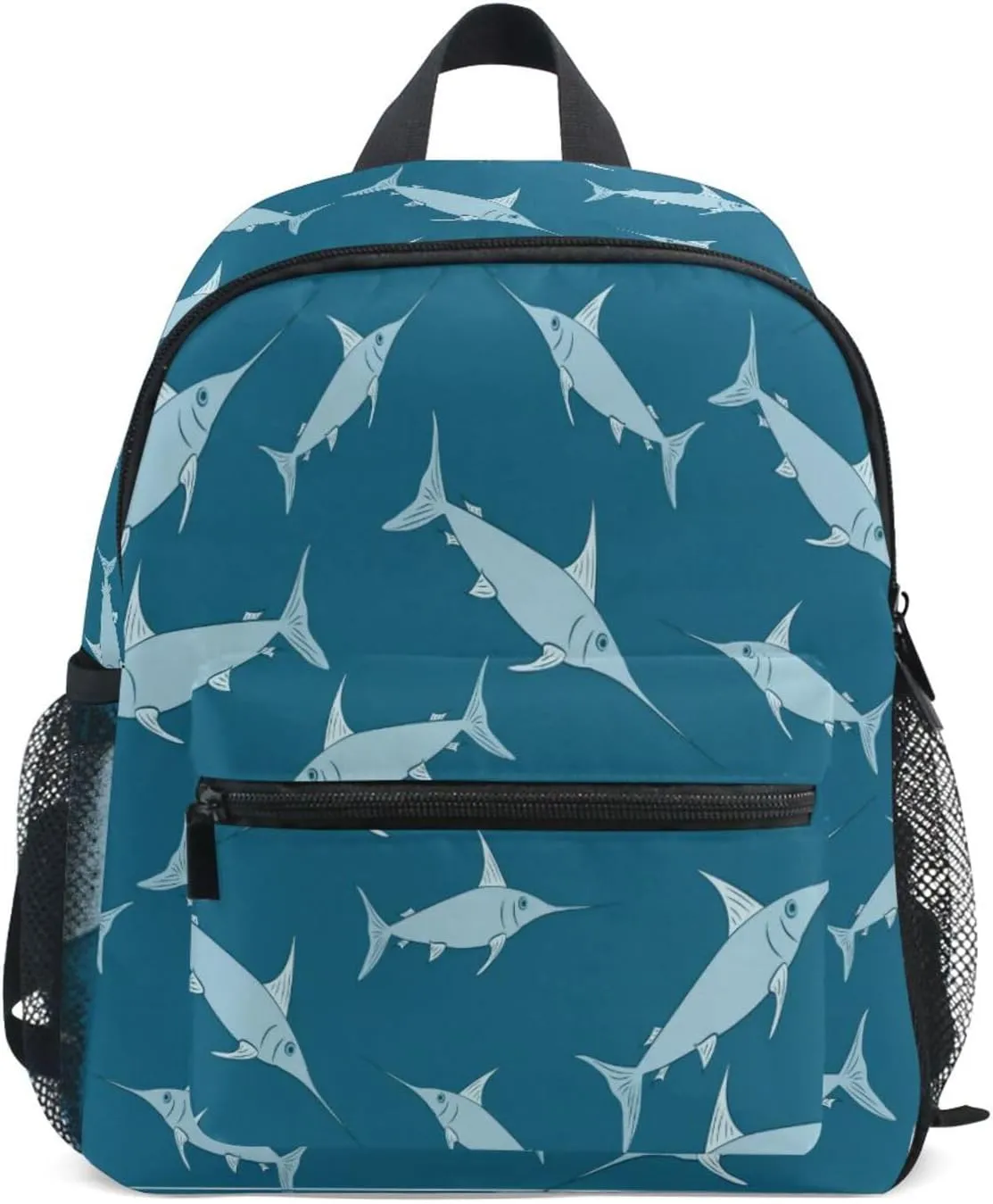 Kids Backpack for Boys Girls Cute Swordfish Blue Students Schoolbag for Toddler Children Daycare Preschool Shoulder Bookbag with Chest Strap Kindergarten Elementary M