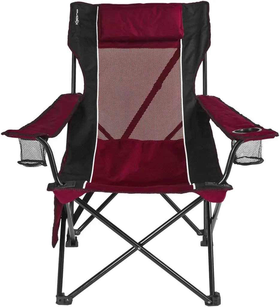Kijaro Sling Folding Camping Chair - Enjoy The Outdoors in This Outdoor Chair with a Built-in Cup Holders and Side Organizer OR Side Cooler - Includes a Detachable Pillow
