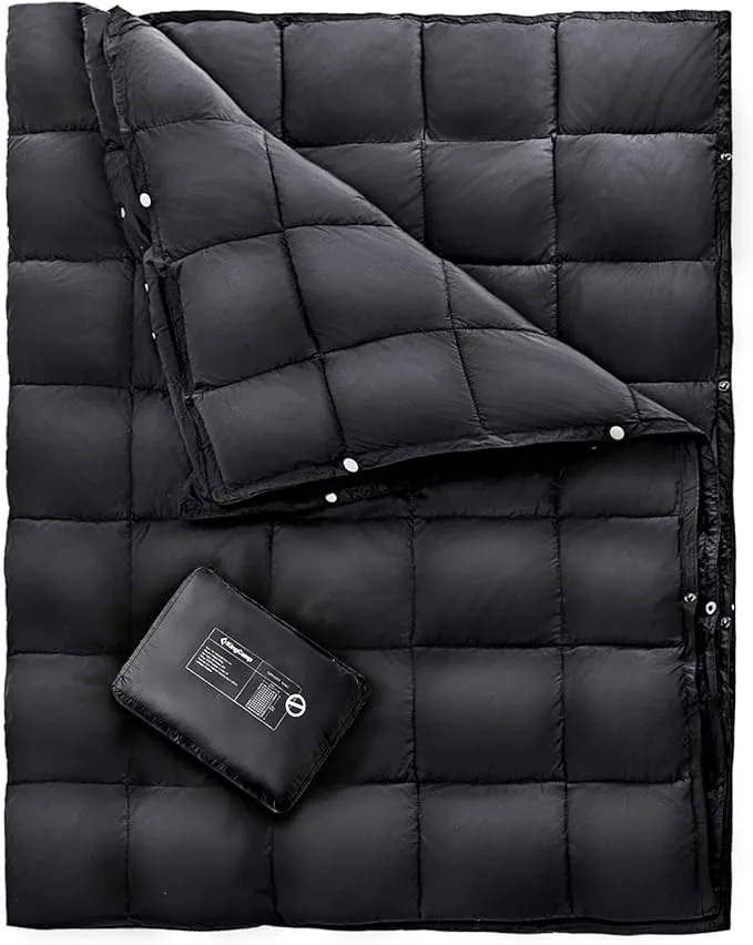 KingCamp Down Camping Blanket - Packable Lightweight Travel Blanket for Stadium, Camping, Backpacking, Compact & Water Resistant & Warm Airplane Quilt