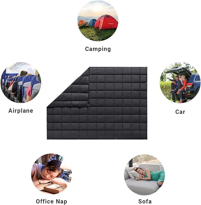 KingCamp Down Camping Blanket - Packable Lightweight Travel Blanket for Stadium, Camping, Backpacking, Compact & Water Resistant & Warm Airplane Quilt