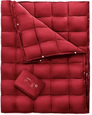 KingCamp Down Camping Blanket - Packable Lightweight Travel Blanket for Stadium, Camping, Backpacking, Compact & Water Resistant & Warm Airplane Quilt