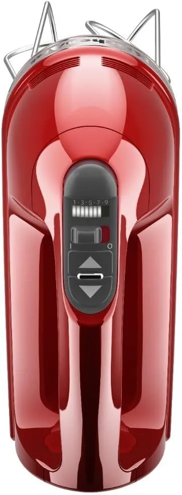 KitchenAid 9-Speed Digital Hand Mixer with Turbo Beater II Accessories and Pro Whisk - Candy Apple Red