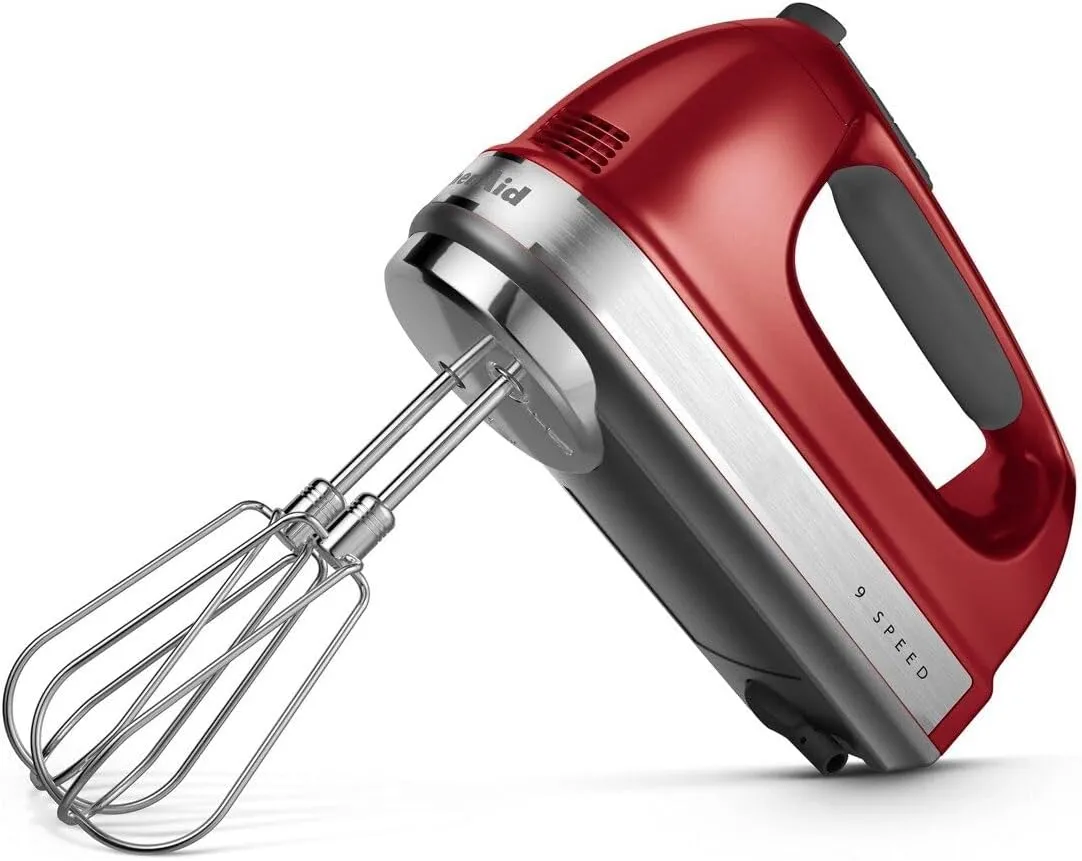 KitchenAid 9-Speed Digital Hand Mixer with Turbo Beater II Accessories and Pro Whisk - Candy Apple Red
