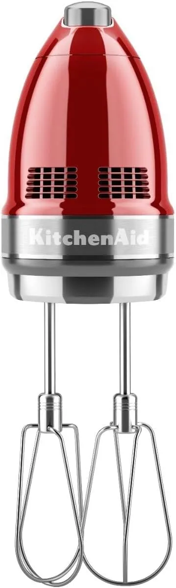 KitchenAid 9-Speed Digital Hand Mixer with Turbo Beater II Accessories and Pro Whisk - Candy Apple Red