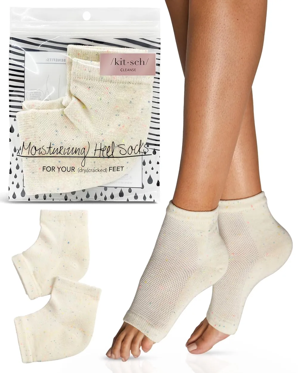 Kitsch Moisturizing Socks for Cracked Heel Treatment, Insulated Gel & Moisturizing Heel for Dry Cracked Feet Women & Men, Spa & Sleep Socks for Overnight Moisture Repair, 1 Reusable Pair