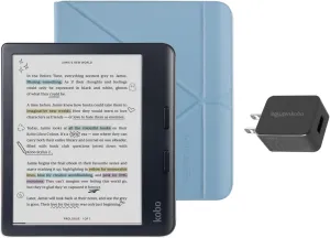 Kobo Libra Colour Black eReader with Case Bundle