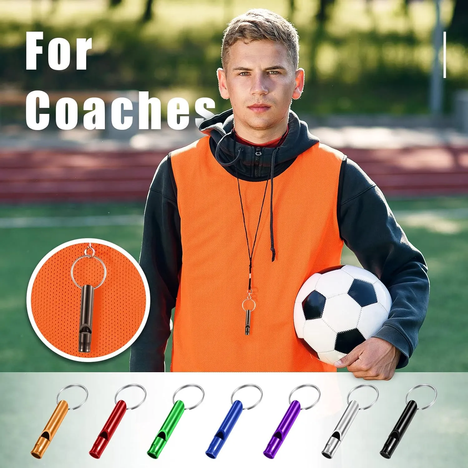 Konohan 105 Aluminum Emergency Whistle with Keychain Safety Survival Whistle Sturdy Light Loud Sound for Women Camping Defense Hiking Alarm 7 Colors