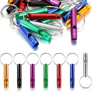 Konohan 105 Aluminum Emergency Whistle with Keychain Safety Survival Whistle Sturdy Light Loud Sound for Women Camping Defense Hiking Alarm 7 Colors