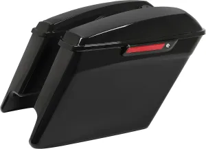 KUAFU 5" Stretched Extended Hard Saddle Bag W/Black Latches Compatible with 2014-2024 Harley Touring Road King Road Glide Street Glide Electra Glide Ultra Classic