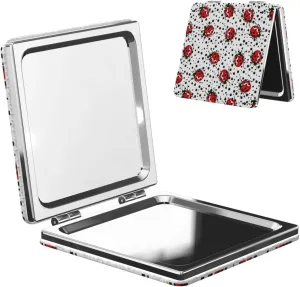 Ladybug Black Polka Dot Mini Makeup Mirror Portable Pocket Cosmetic Mirror Folding Compact Mirror