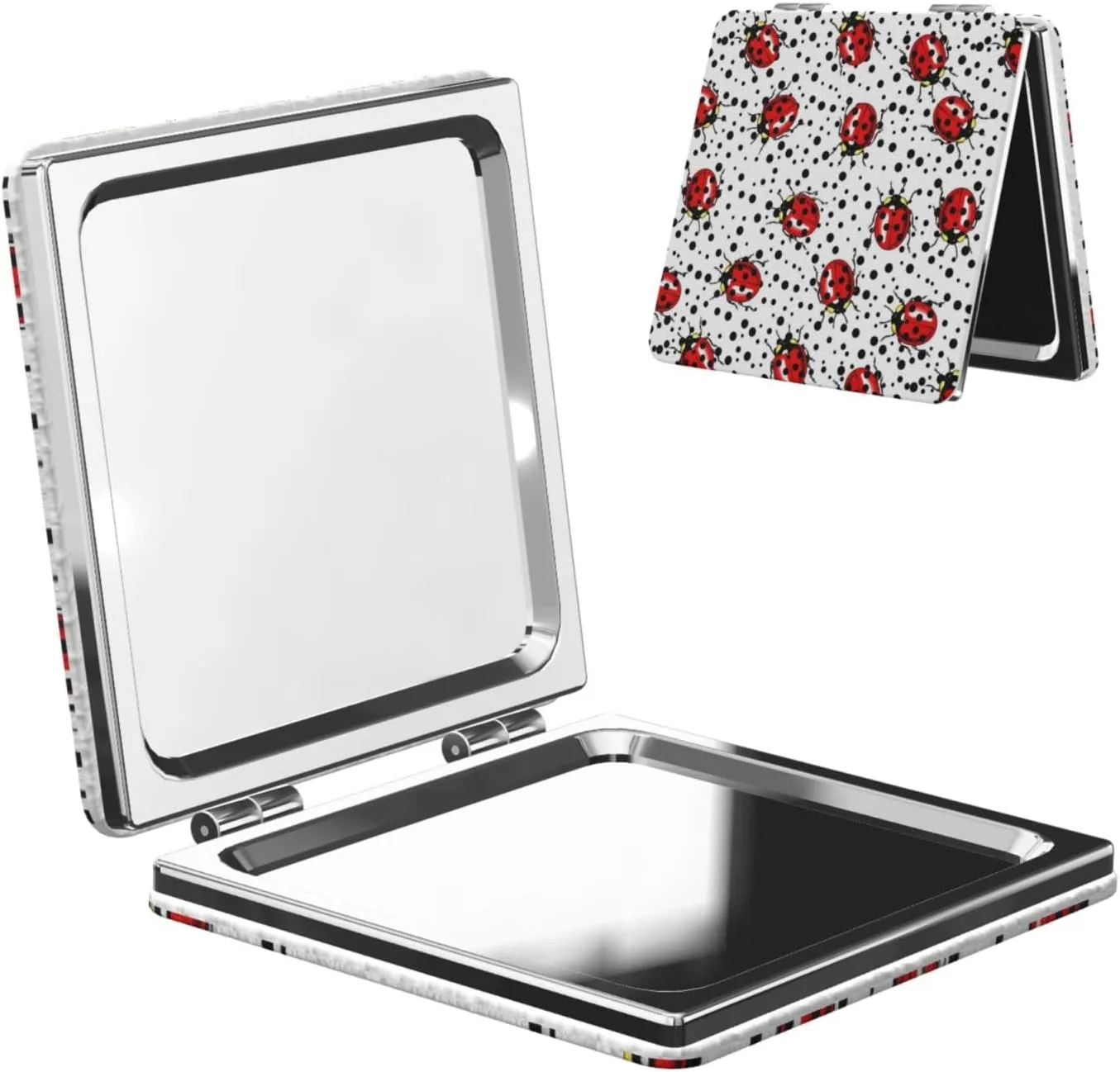 Ladybug Black Polka Dot Mini Makeup Mirror Portable Pocket Cosmetic Mirror Folding Compact Mirror